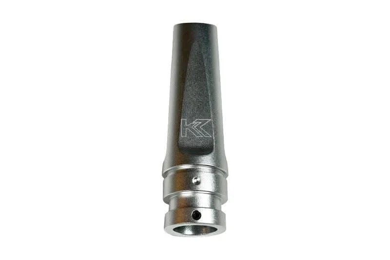 BMW aluminum handbrake cover by K2 Industries, showing a sleek metallic hand brake cover with textured grip surface.