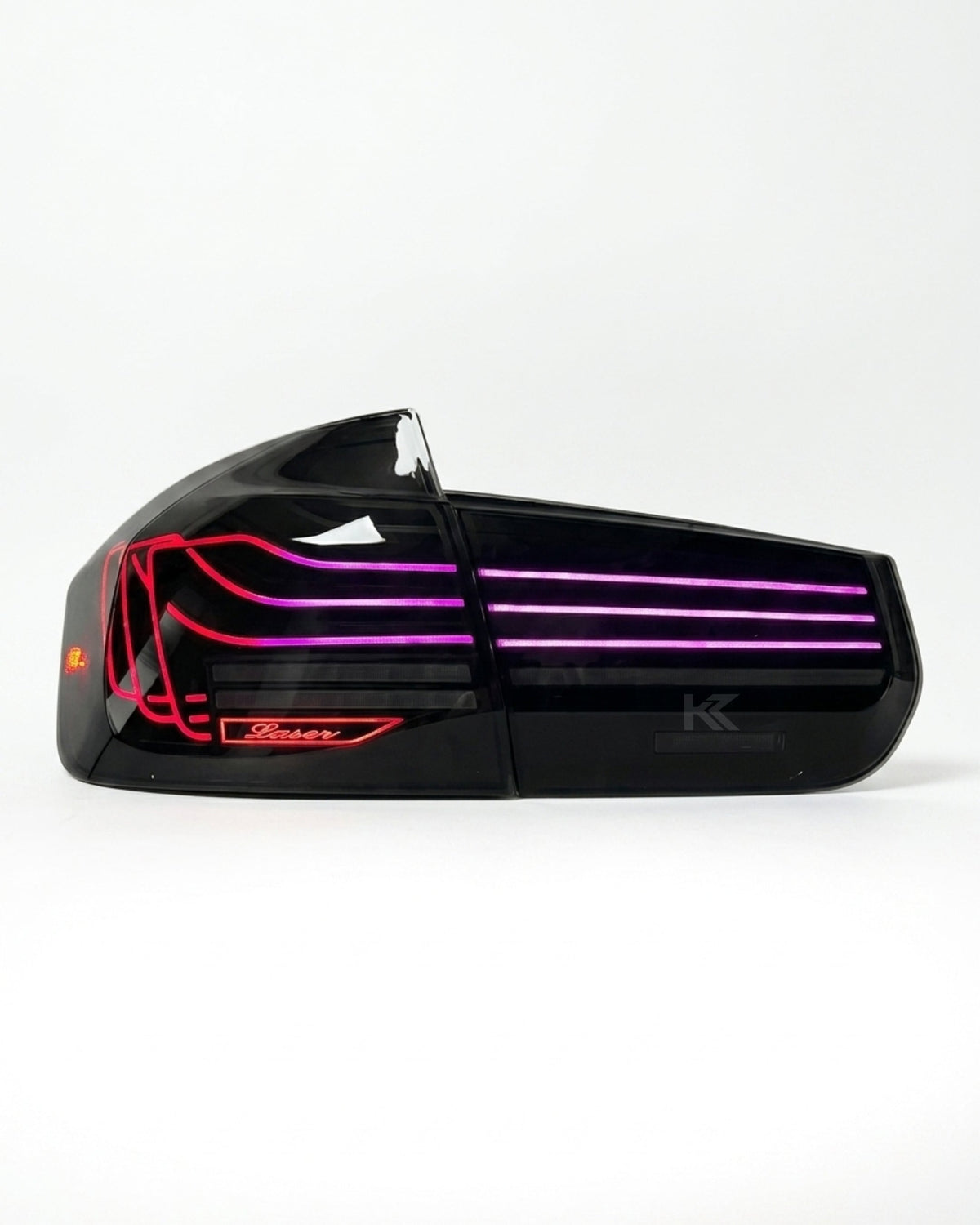 BMW 3-Series F30/F80 CSL laser style tail lights with RGB color-changing LEDs, designed for 2013-2018 BMW models.