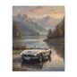 Vintage 1957 BMW 507 Roadster Canvas Wall Art | Alpine Lake Sunset Reflection Canvas Print | Impressionist Classic European Sports Car Art for Living Room & Office