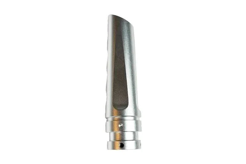 BMW aluminum handbrake cover by K2 Industries featuring a sleek, metallic finish on a hand brake lever.