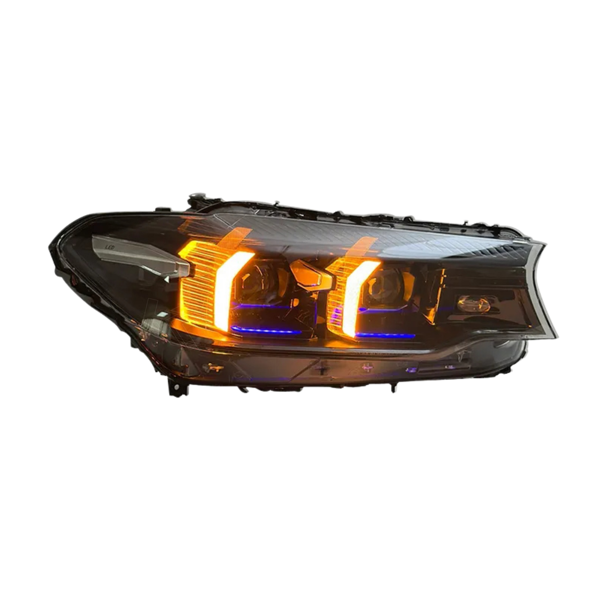 BMW 5 Series G30 G38 M5 Style Laser LED headlights by K2 Industries, showcasing sleek headlight design with LED and laser lighting features.
