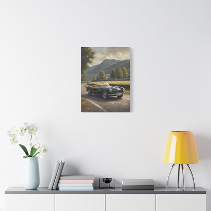 Vintage 1957 BMW 507 Roadster Canvas Wall Art | Countryside Mountain Road Canvas Print | Impressionist Classic European Sports Car Art for Living Room & Office