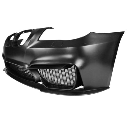 Unpainted black BMW E60 5 Series M4 style front bumper cover by K2 Industries for 2004-2010 models, made of durable PP.
