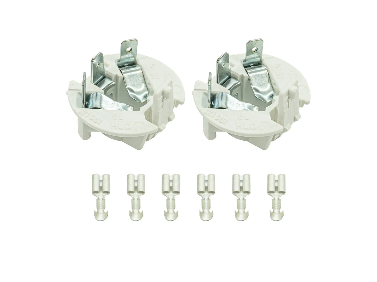 GoWesty turn signal bulb socket and terminal kit with wiring for vehicle turn signal assembly, detailed view of components.