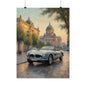 Vintage 1957 BMW 507 Roadster Poster | European City Boulevard Sunset Wall Art | Impressionist European Classic Sports Car Fine Art Paper Print