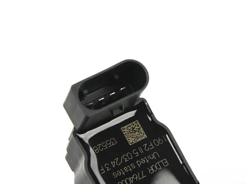 Genuine OEM VW Audi ignition coil for 1.5L engine, 2022-2026, showing the black coil with electrical connectors.