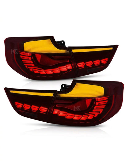 BMW 3-Series F34 Gran Turismo tail lights in red or smoke GTS OLED style, installed on a 2012-2016 model by K2 Industries.