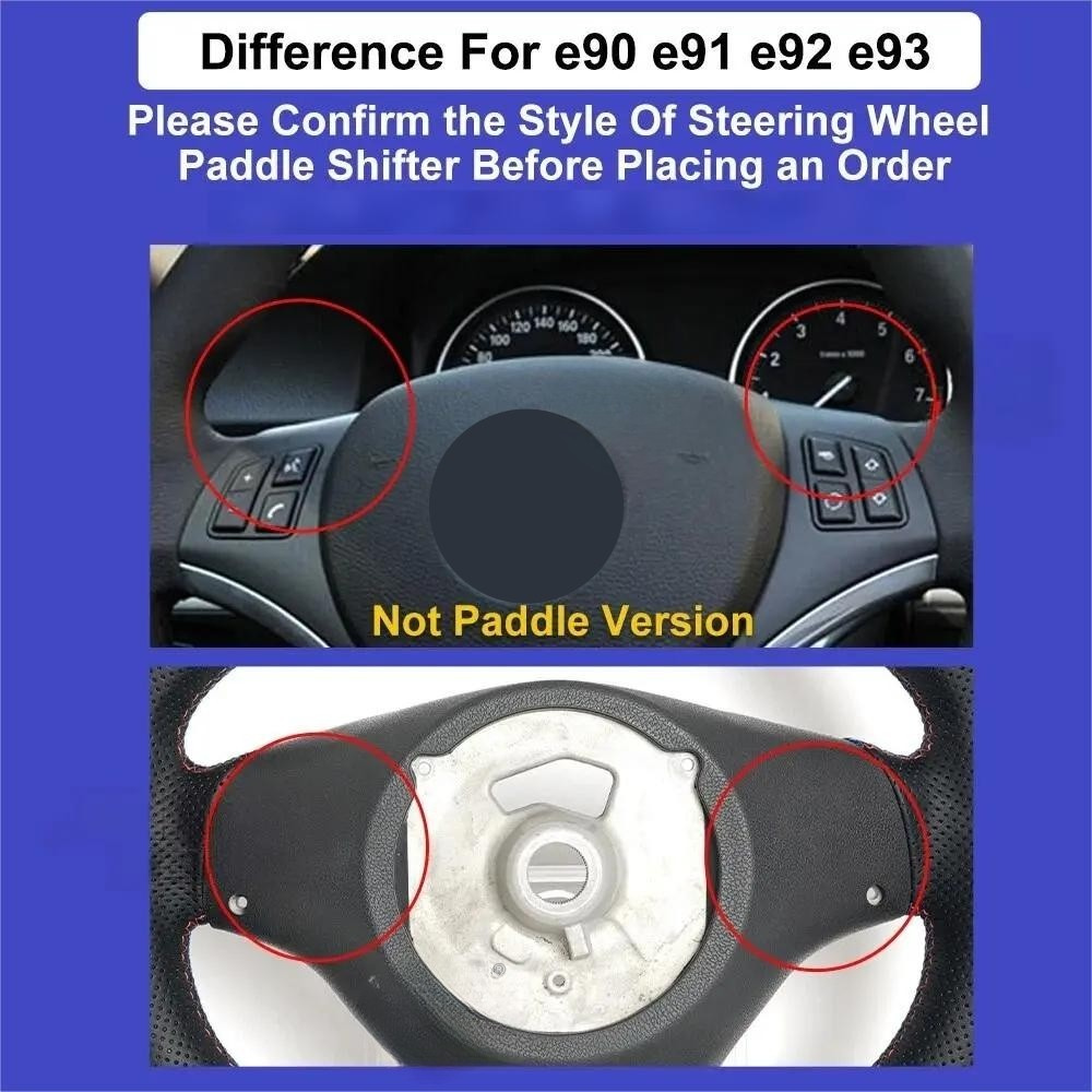 Vekto carbon fiber steering wheel for BMW E90/E92/E93 manual models, featuring a sleek black finish and ergonomic design.