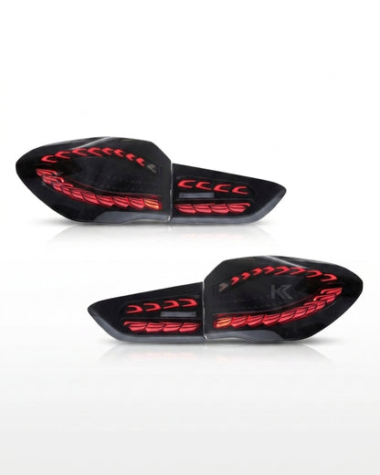 BMW X1 GTS Dragon Scale LED tail lights by K2 Industries, featuring sleek tail light design for 2016-2021 models.