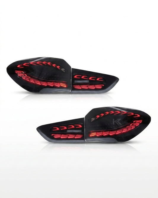BMW X1 GTS Dragon Scale LED tail lights by K2 Industries, featuring sleek tail light design for 2016-2021 models.