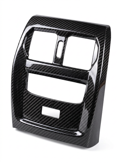 BMW 3 Series G80 G82 M3 M4 carbon fiber rear console trim by K2 Industries, showing sleek, textured interior accessory.