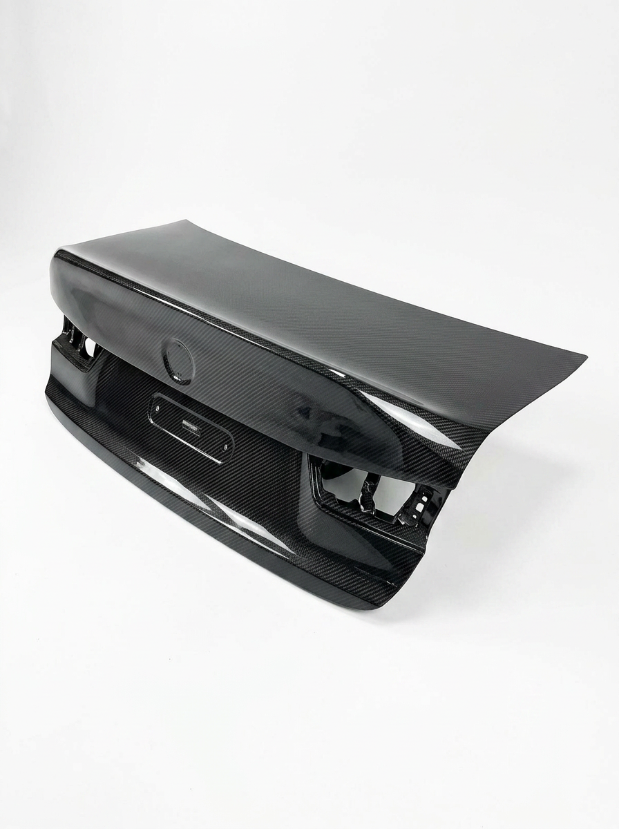 BMW 3 Series G80 M3 CSL style carbon fiber trunk by K2 Industries, showing sleek, lightweight design on a 2019+ model.
