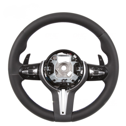 Vekto BMW E90/E91/E92/E93 M3 and E70/E71/E72 E84 X1 M Performance steering wheel showing premium leather grip and sporty design.