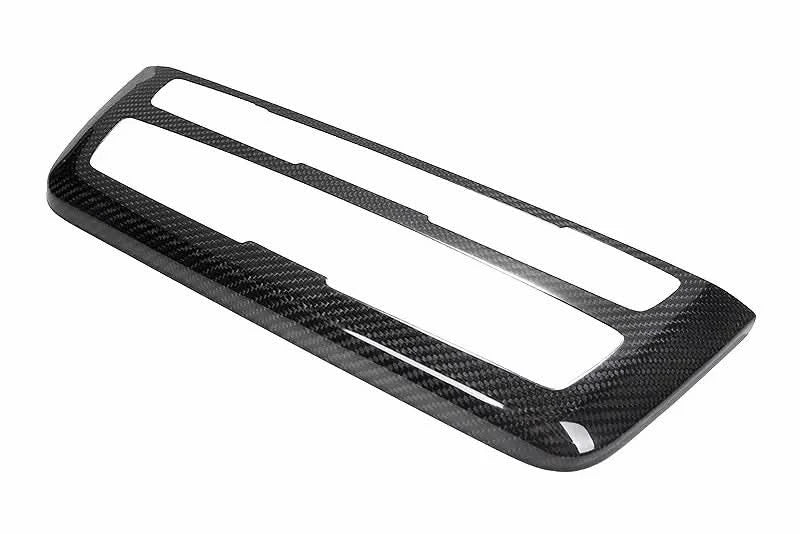 BMW 3 Series F30 carbon fiber radio cover trim by K2 Industries, interior accessory for models 2011-2019, close-up view