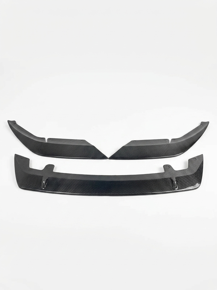 BMW 5 Series F90 M5 LCI carbon fiber front lip by K2 Industries, showcasing sleek, aerodynamic design for 2020+ models.