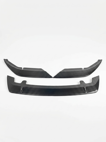 BMW 5 Series F90 M5 LCI carbon fiber front lip by K2 Industries, showcasing sleek, aerodynamic design for 2020+ models.