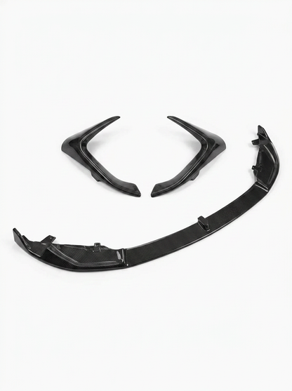 BMW 3 Series F80 M3 F82 M4 M Performance style carbon fiber front lip by K2 Industries on a 2015-2019 model.