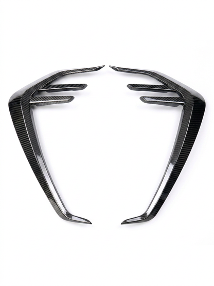 BMW 3/4 Series G80/G81/G82/G83 dry carbon fiber fender vents by K2 Industries, shown on the vehicle's front fender.