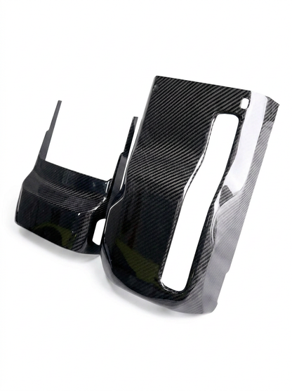 BMW 3 Series G80 G81 M3 and 4 Series G82 G83 M4 carbon fiber steering column cover by K2 Industries, showing sleek black finish.