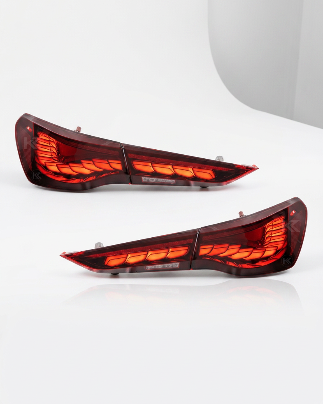 BMW 4-Series G22 G23 G82 M4 GTS OLED style LED taillight by K2 Industries, showcasing sleek red and clear lens design.