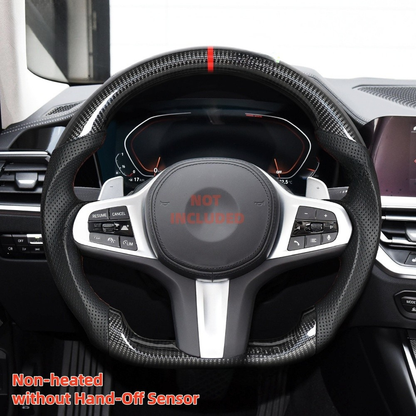 Vekto heated carbon fiber BMW G20 G80 G82 M3 M4 steering wheel with textured carbon fiber surface and integrated heating elements