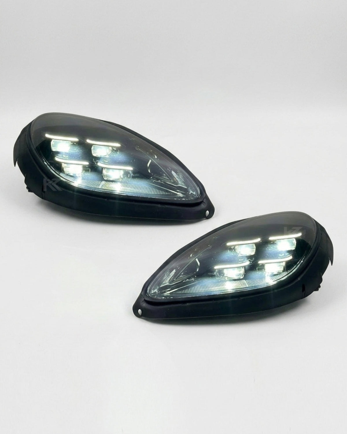 K2 Industries Porsche Macan 95B LED headlight assembly with daytime running lights, 2014-2020 upgrade, replaces 96463190703