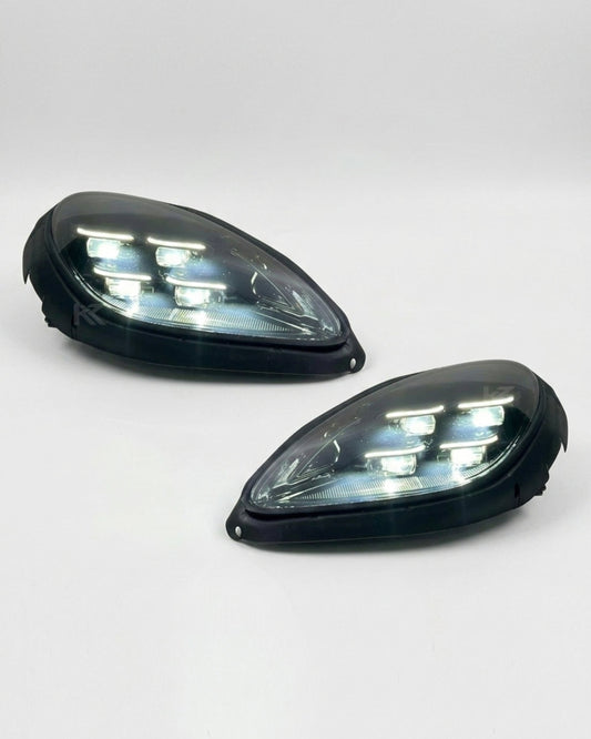 K2 Industries Porsche Macan 95B LED headlight assembly with daytime running lights, 2014-2020 upgrade, replaces 96463190703