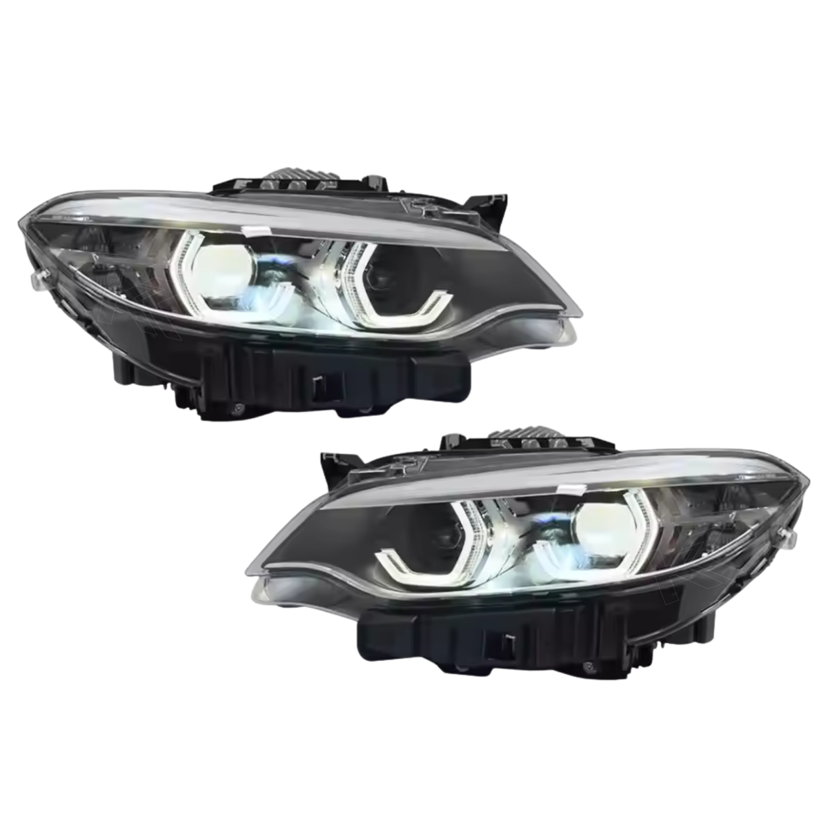 BMW 2 Series F22/F23/F87 headlights with Spoon Style LED design, featuring modern, bright LED strips and clear lens.