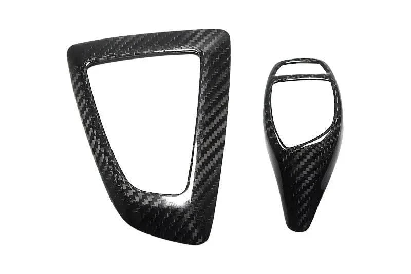 BMW F20 F22 F30 F32 F10 GT F07 F01 X3 X4 carbon fiber gear shift knob and panel cover trim by K2 Industries, interior upgrade.