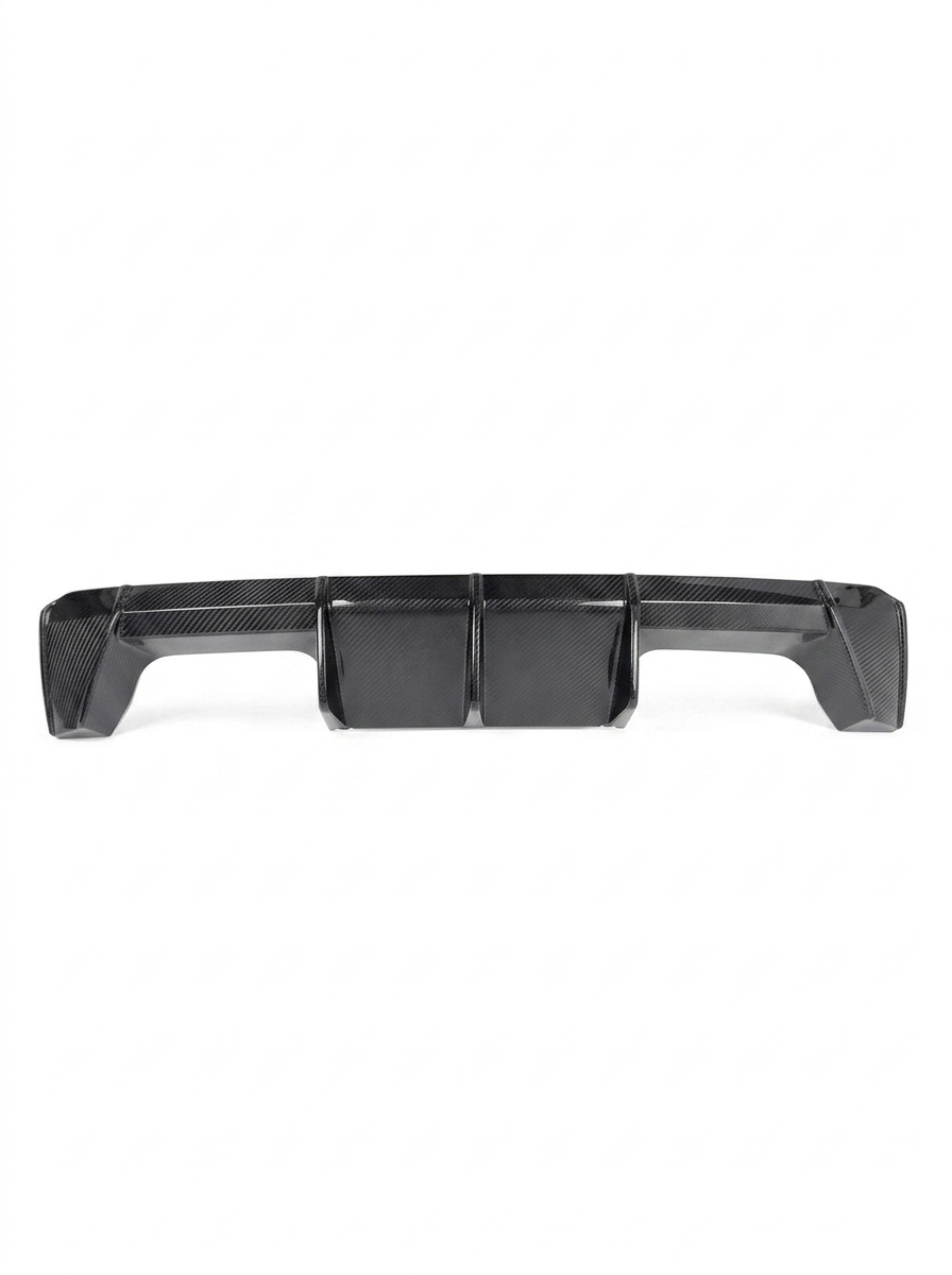 K2 Industries BMW 3 Series G80 M3 G82 G83 M4 Euro Style carbon fiber rear diffuser installed on the vehicle.
