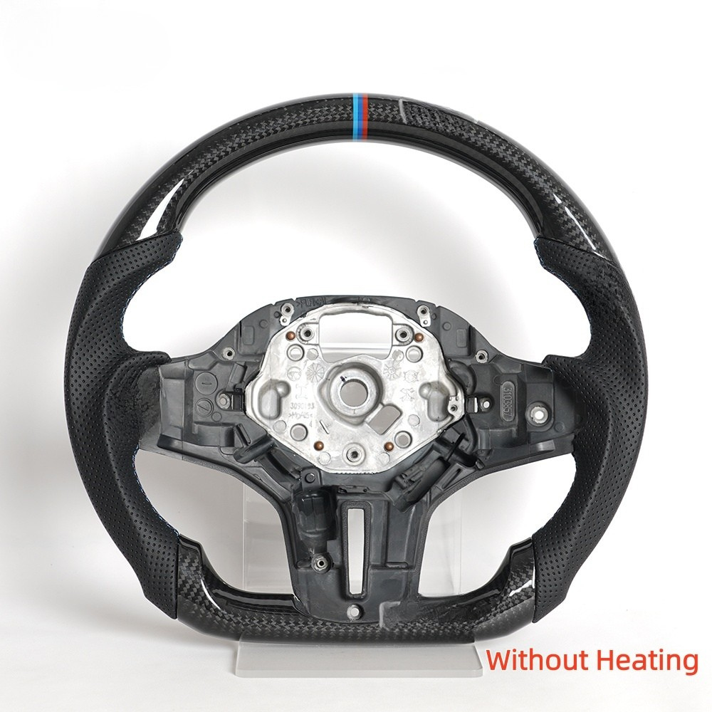 Vekto M Sport carbon fiber heated LED steering wheel for BMW G Series F90 2018+ with ergonomic design and illuminated controls.