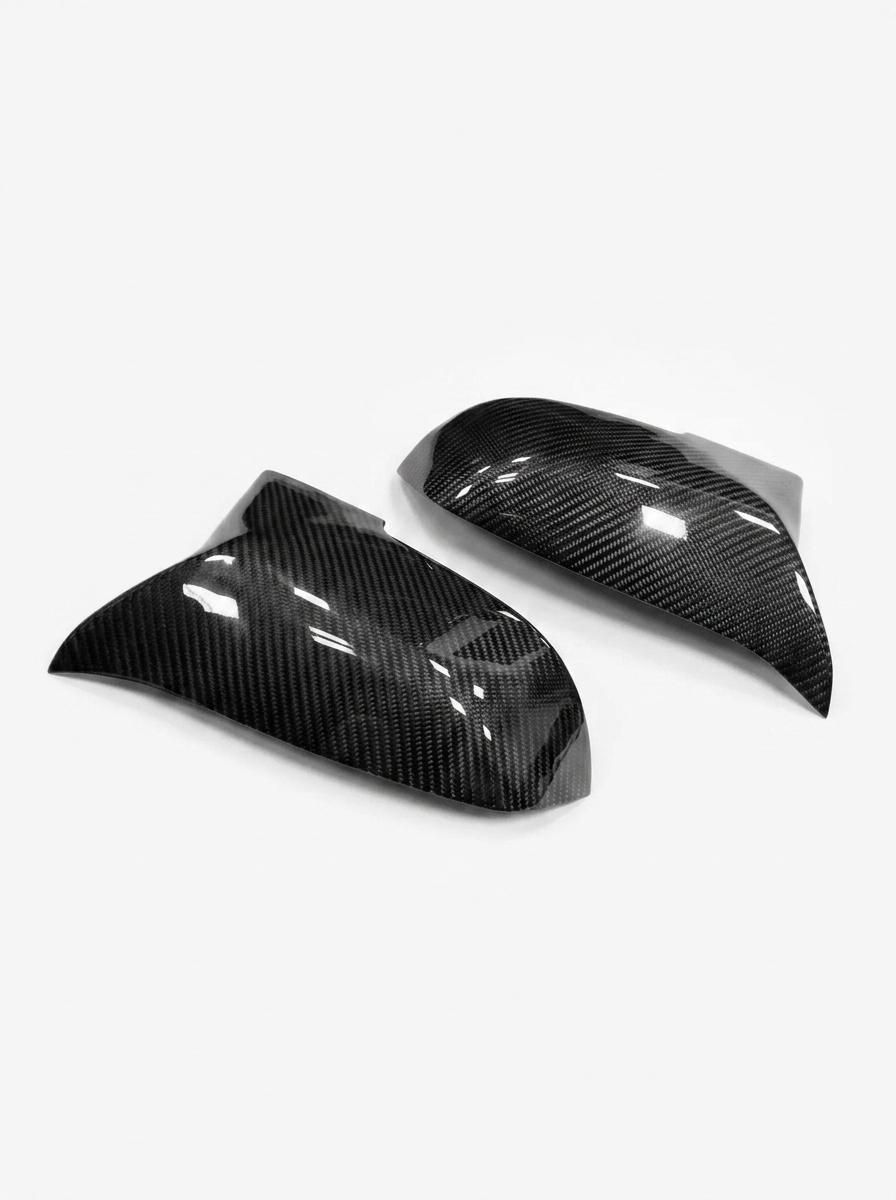 BMW 1 & 2 Series F20 F21 F22 F32 F87 M135i M140i carbon fiber side mirror covers by K2 Industries, showing sleek mirror covers.