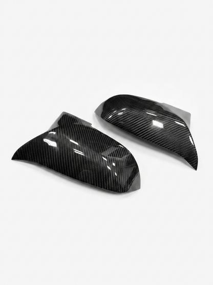 BMW 1 & 2 Series F20 F21 F22 F32 F87 M135i M140i carbon fiber side mirror covers by K2 Industries, showing sleek mirror covers.