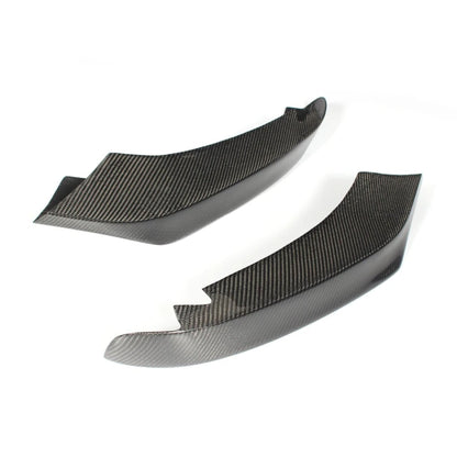 Gloss carbon fiber front bumper splitter for BMW 4 Series F32 F33 F36 M Sport by K2 Industries, showing the sleek aerodynamic design.