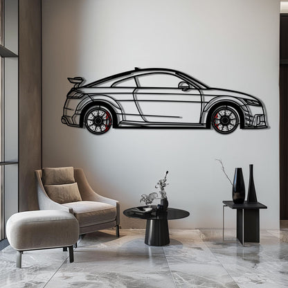 Audi TT Metal Car Wall Art with Rotating Wheels - Iconic Sports Coupe Silhouette Decor - Interactive Automotive Wall Art- KAFMEKA099