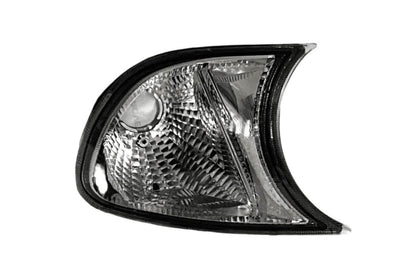BMW E46 3 Series and M3 screw-on JDM crystal clear corner lights by K2 Industries, for 2002-2006 models, shown installed on vehicle.