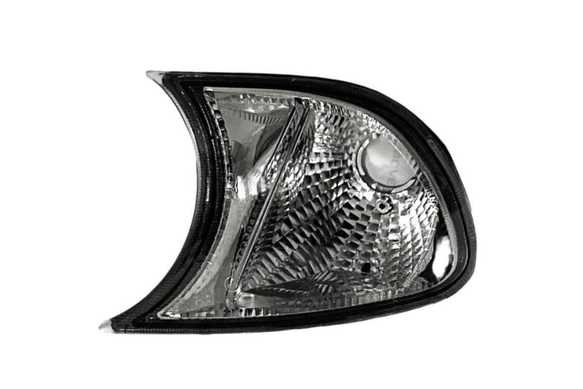 BMW E46 3 Series convertible and M3 crystal clear corner lights by K2 Industries, screw-on JDM style for improved visibility.