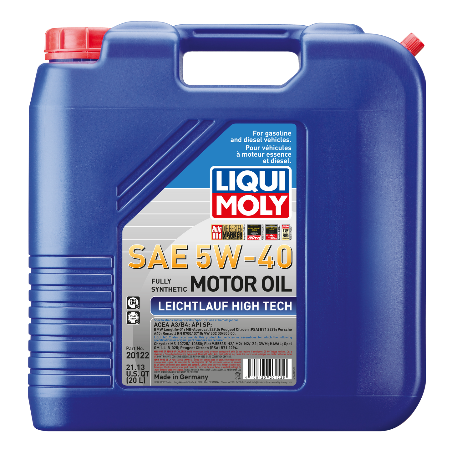 LIQUI MOLY 5W-40 20L 20122 Leicht­lauf High Tech VW 502 00/505 00