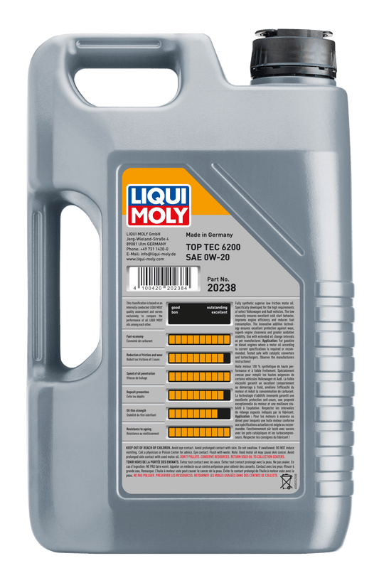 LIQUI MOLY 0W-20 5L 20238 TOP TEC 6200 - AudiGear.com - Lubricants
