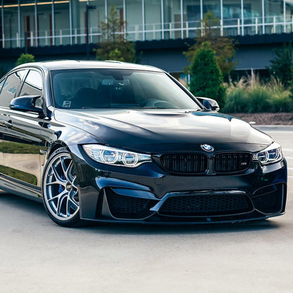Carbon fiber grille for BMW F80 M3, F82 M4, F32, and F33 from Palenon Performance, showing close-up of sleek black CF design.