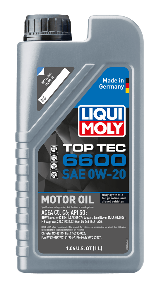 LIQUI MOLY 0W-20 1L 22044 TOP TEC 6600 - AudiGear.com - Lubricants