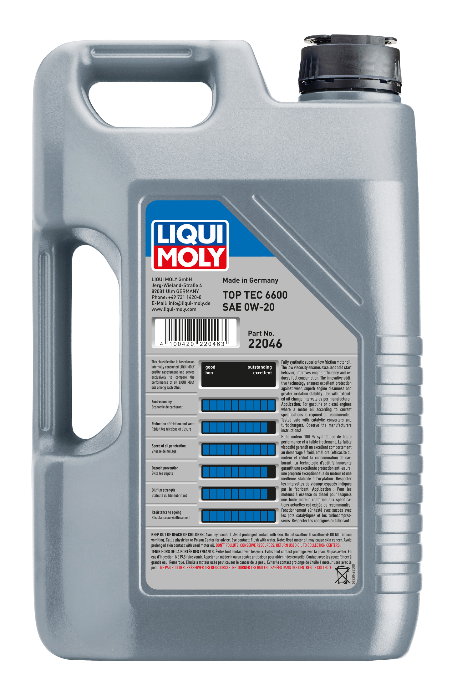 LIQUI MOLY 0W-20 5L 22046 TOP TEC 6600