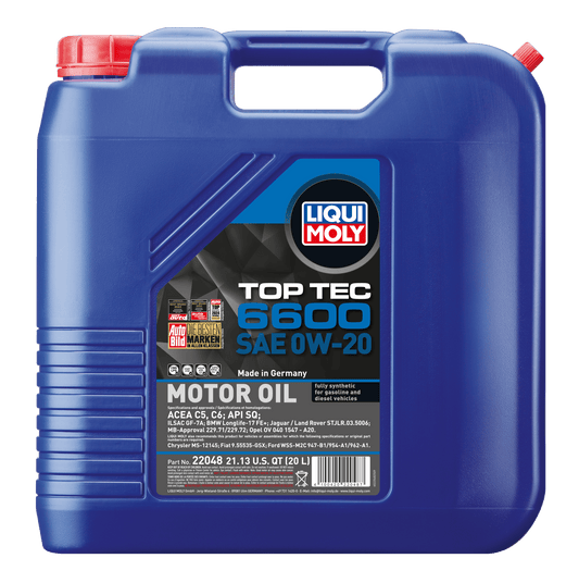 LIQUI MOLY 0W-20 20L 22048 TOP TEC 6600 - AudiGear.com - Lubricants