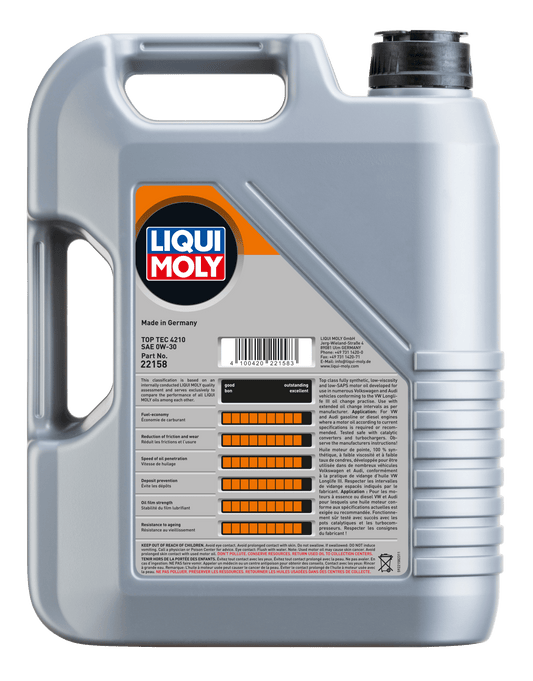 LIQUI MOLY 0W-30 5L 22158 TOP TEC 4210 VW504/507 - AudiGear.com - Lubricants