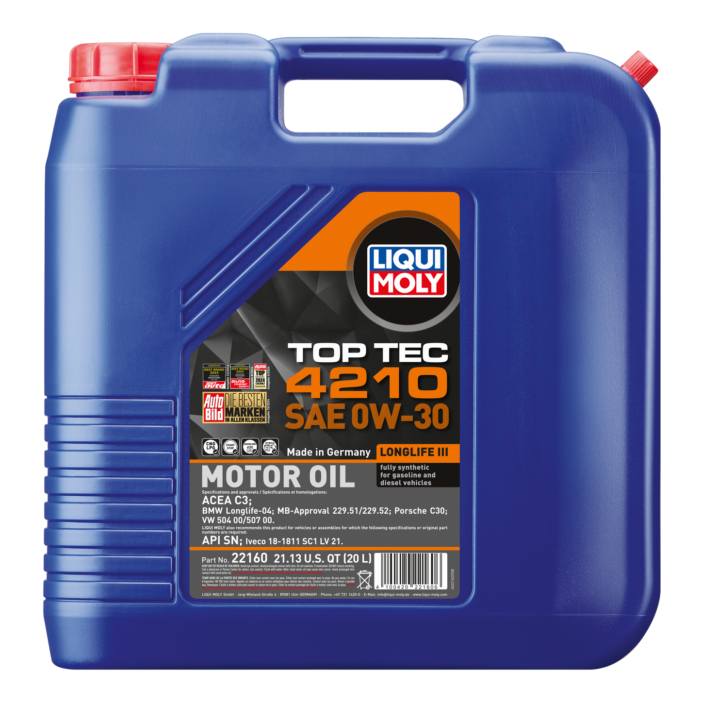 LIQUI MOLY 0W-30 20L 22160 TOP TEC 4210 VW504/507