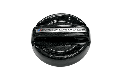 K2 Industries BMW MPerformance Carbon Fiber Engine Oil Cover V1, lightweight carbon fiber engine oil cap for BMW vehicles.