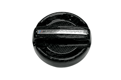 BMW MPerformance Carbon Fiber Engine Oil Cover by K2 Industries, showcasing the sleek, lightweight carbon fiber engine oil cap.