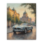 Vintage 1957 BMW 507 Roadster Canvas Wall Art | European City Boulevard Sunset Canvas Print | Impressionist Classic European Sports Car Art for Living Room & Office