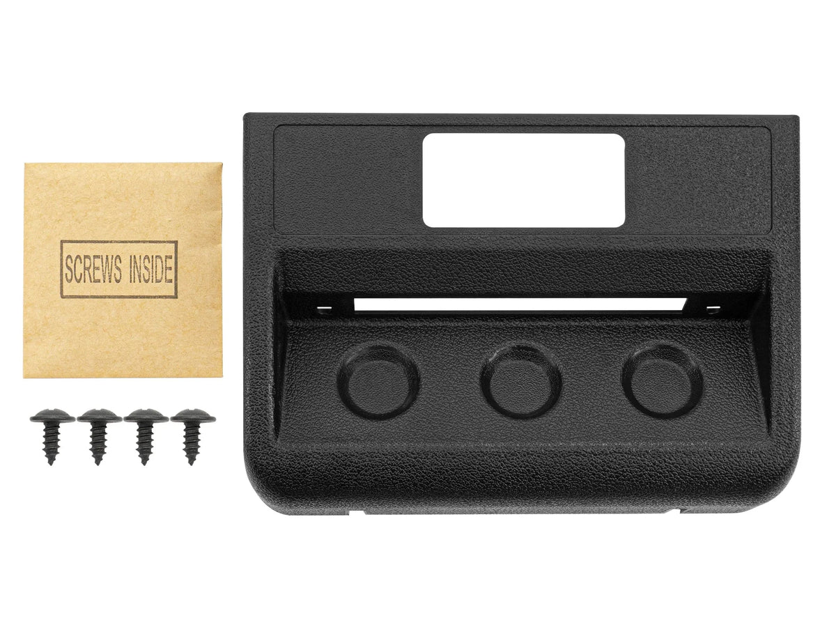 Black Locker & Decoupler Switch Panel for Syncro by GoWesty with mounting screws, electrical accessory for vehicle customization.
