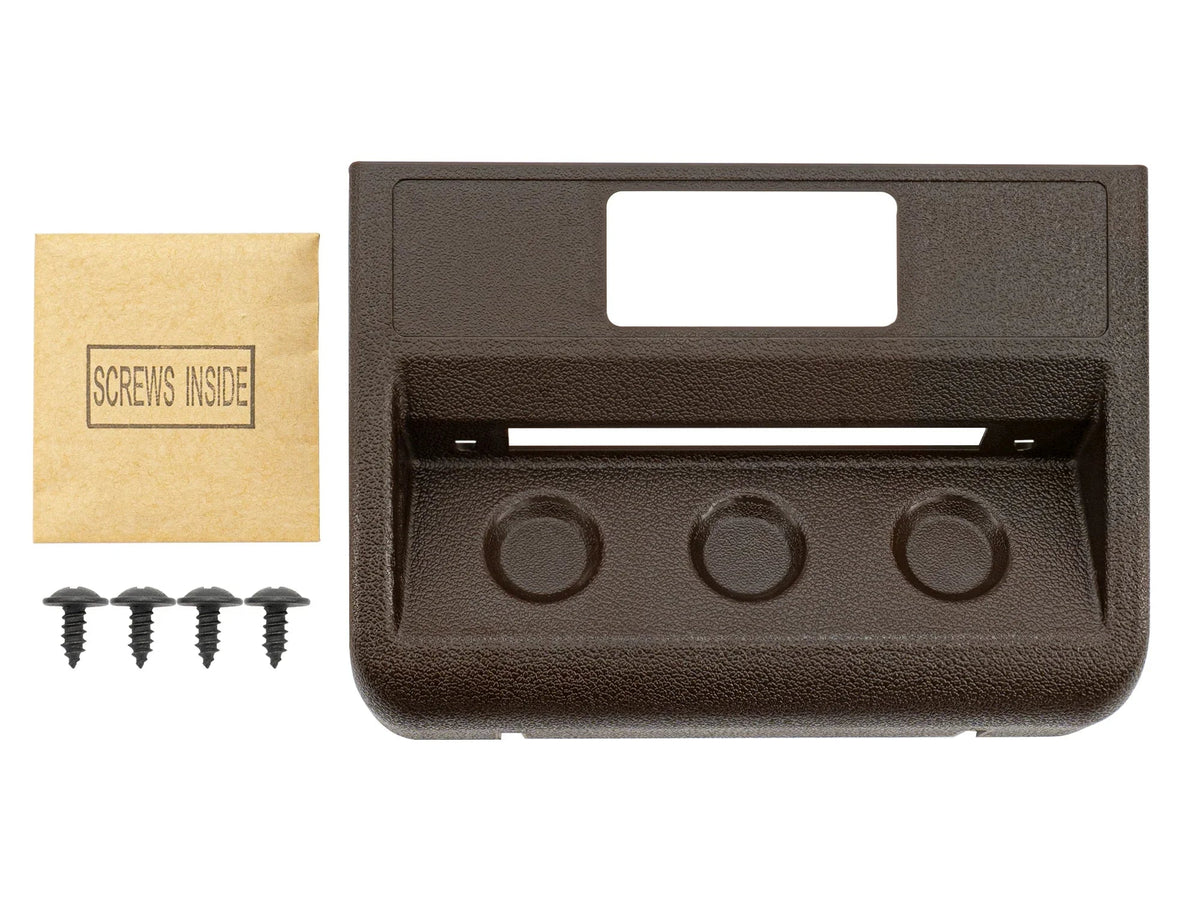 Brown GoWesty Locker & Decoupler Switch Panel with screws, designed for Syncro electrical accessories installation.